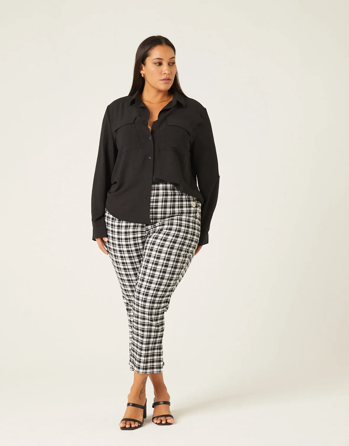 Plus Size Stretchy Plaid Pants