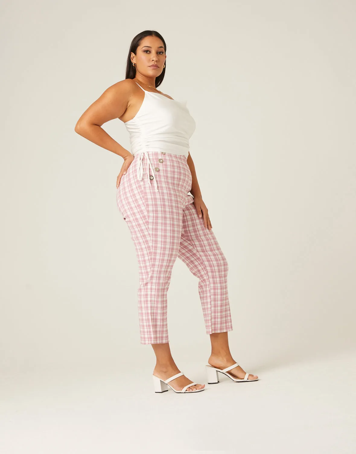 Plus Size Stretchy Plaid Pants