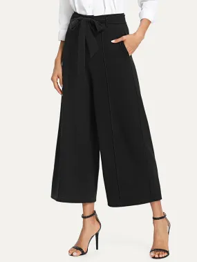 Pocket Side Belted Culotte Pants