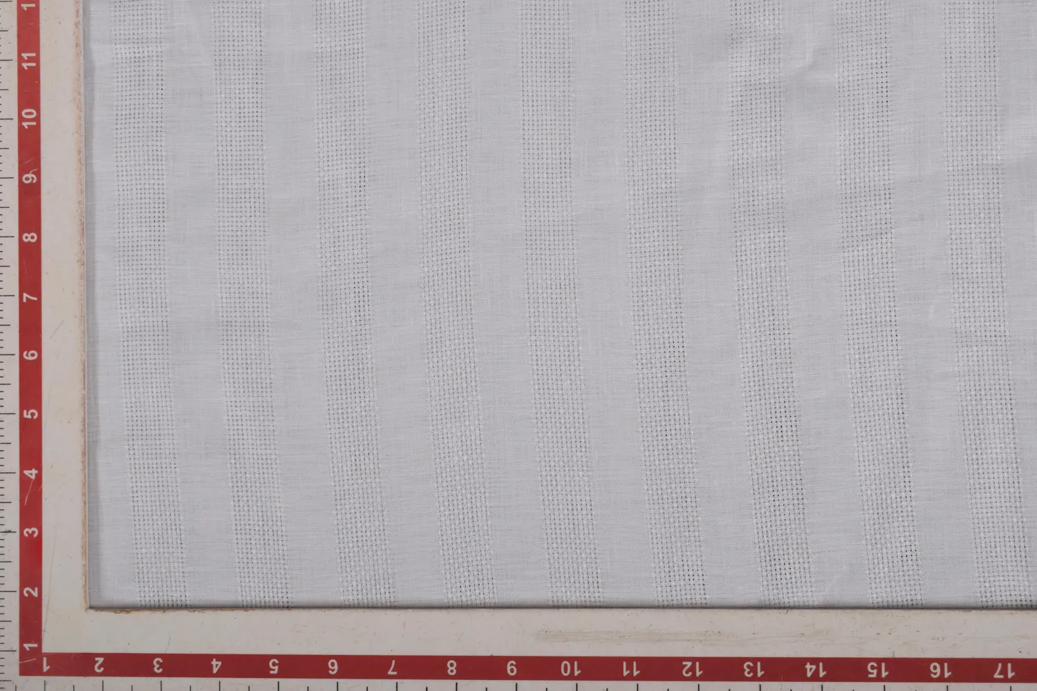 Precut 0.5 Metre White Stripes Linen Dobby Fabric