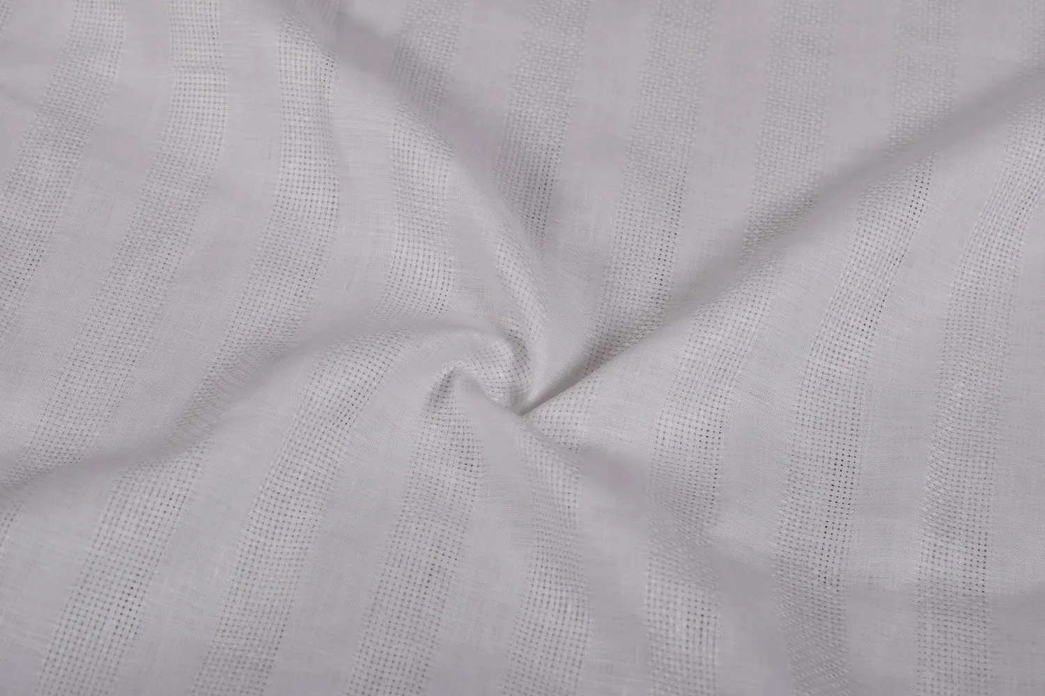 Precut 0.5 Metre White Stripes Linen Dobby Fabric