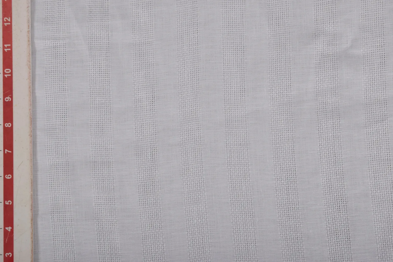 Precut 0.5 Metre White Stripes Linen Dobby Fabric