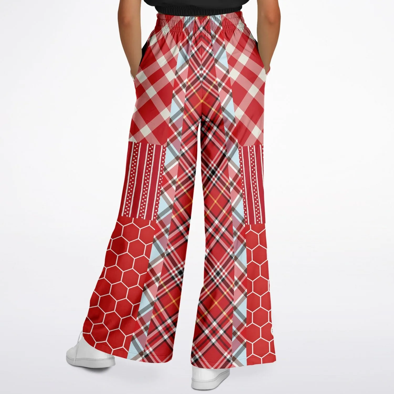 Red Tide Plaid Eco-Poly Stretchy Phat Bellbottoms