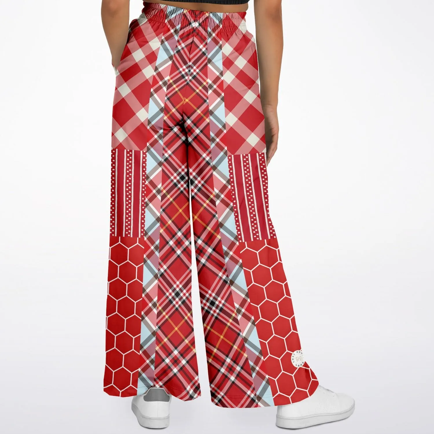 Red Tide Plaid Eco-Poly Stretchy Phat Bellbottoms