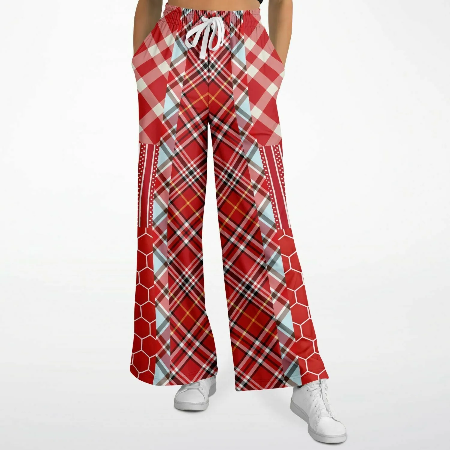 Red Tide Plaid Eco-Poly Stretchy Phat Bellbottoms