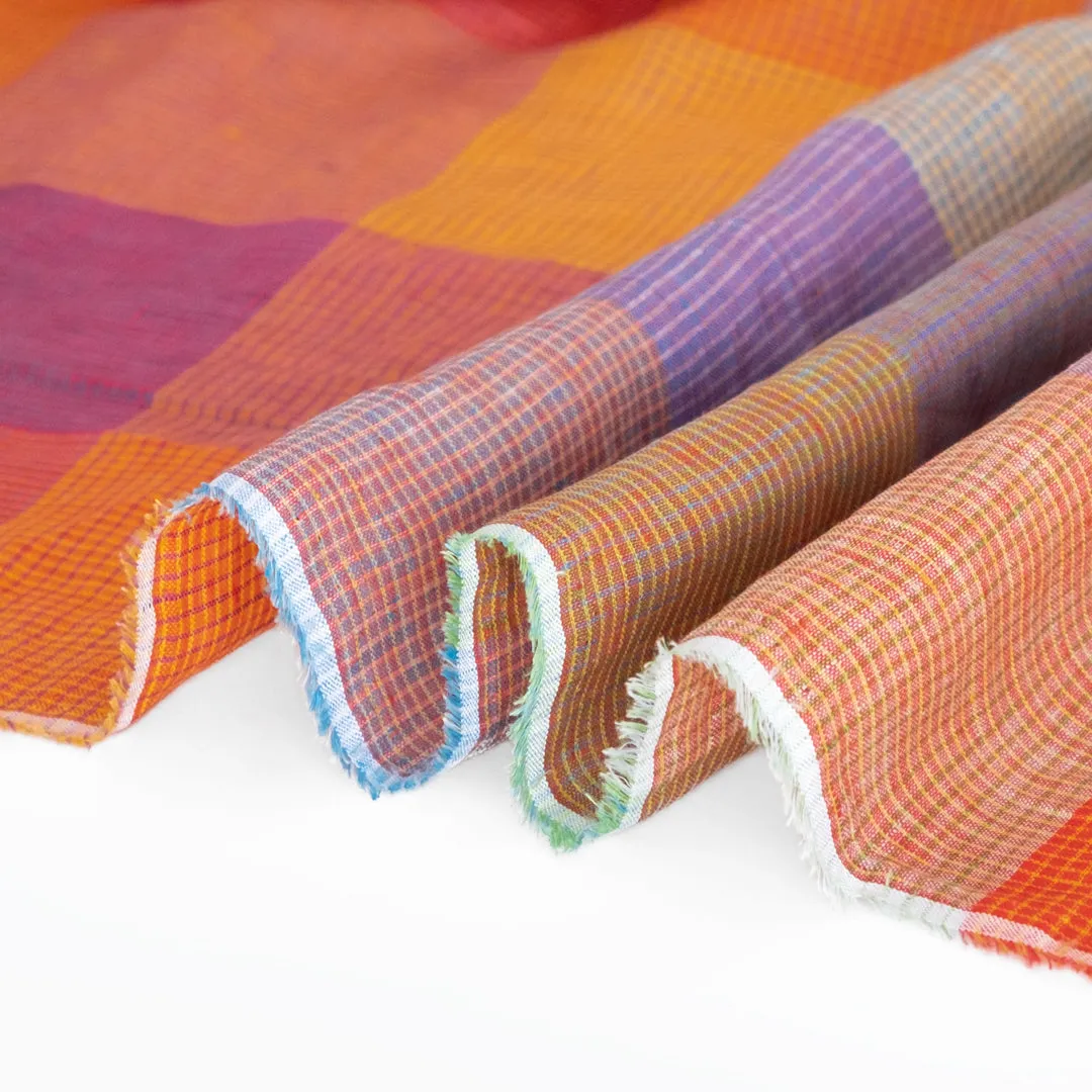 Remnant - 70cm - Prism Check Yarn-Dyed Linen - Rainbow