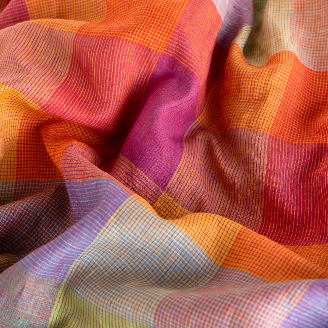 Remnant - 70cm - Prism Check Yarn-Dyed Linen - Rainbow