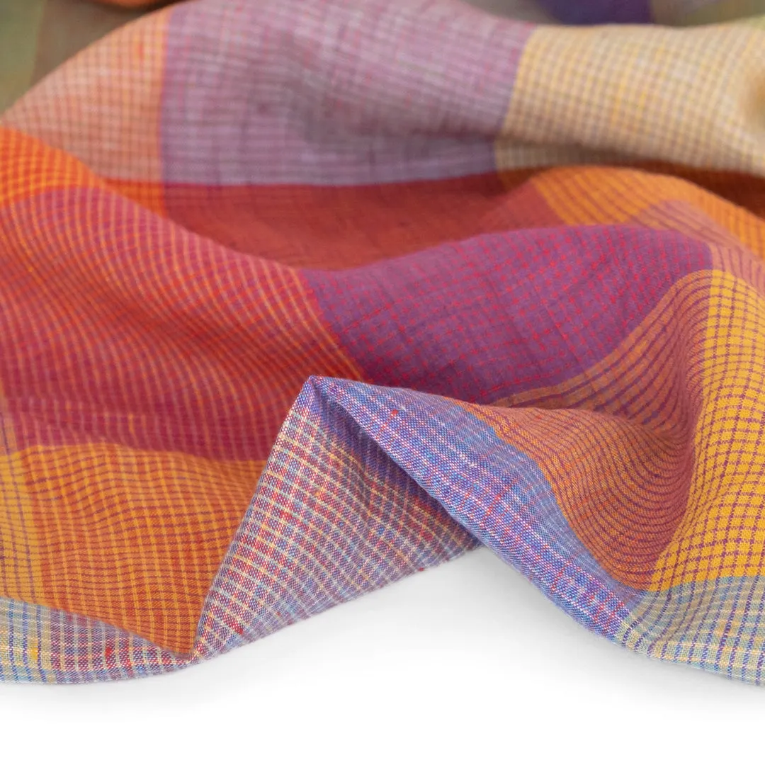 Remnant - 70cm - Prism Check Yarn-Dyed Linen - Rainbow