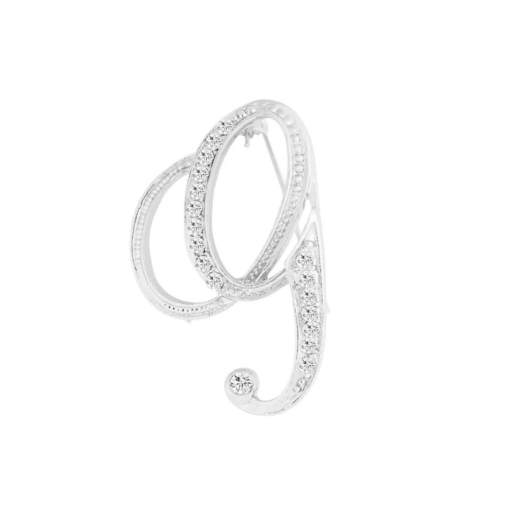 [Silver Initial Letter G] Plated Metal Lapel Pin