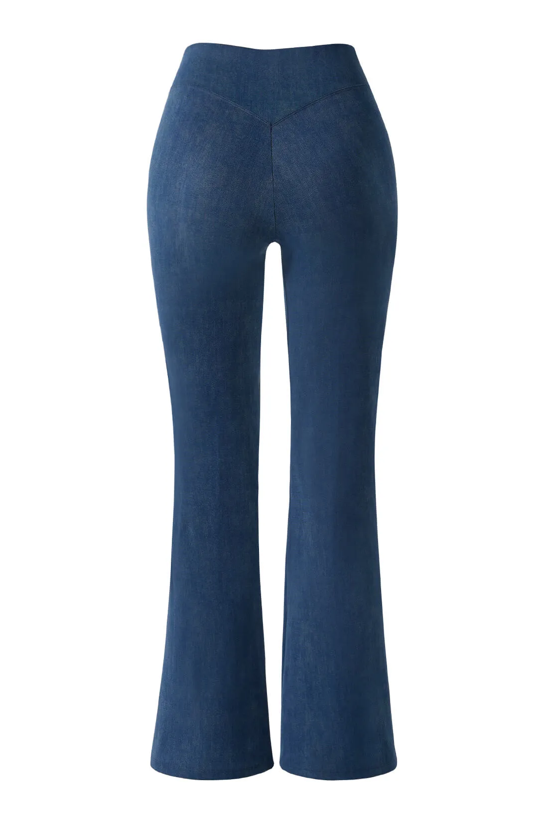 Stretchy Faux Denim Flare Pants