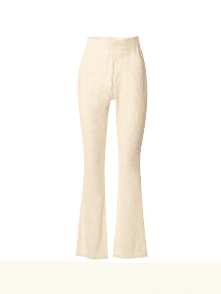 Stretchy Ribbed Flare Leg Pants