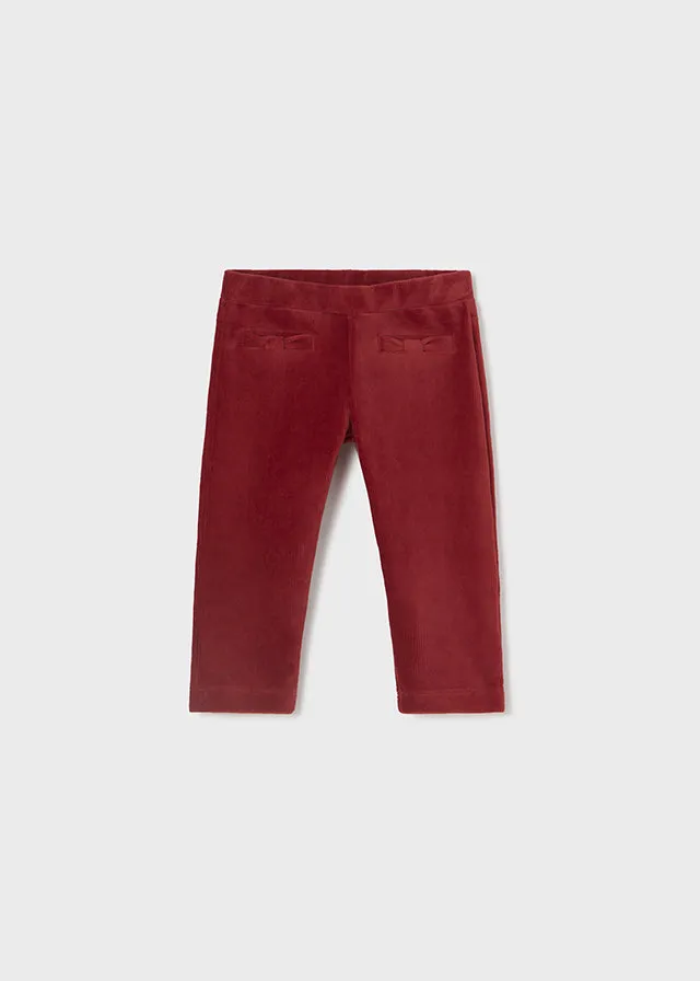 Stretchy Velour Cord Pants, Cherry, 514