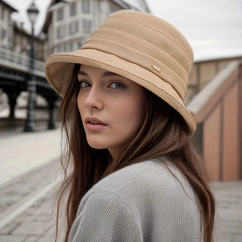 Striped Casual Breathable Bucket Sun Hat