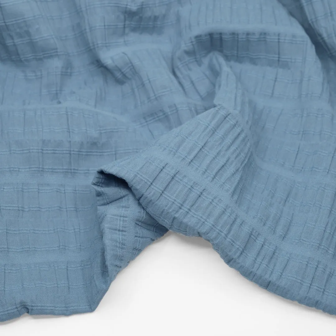 Striped Smocked Cotton Voile - Blue Pool