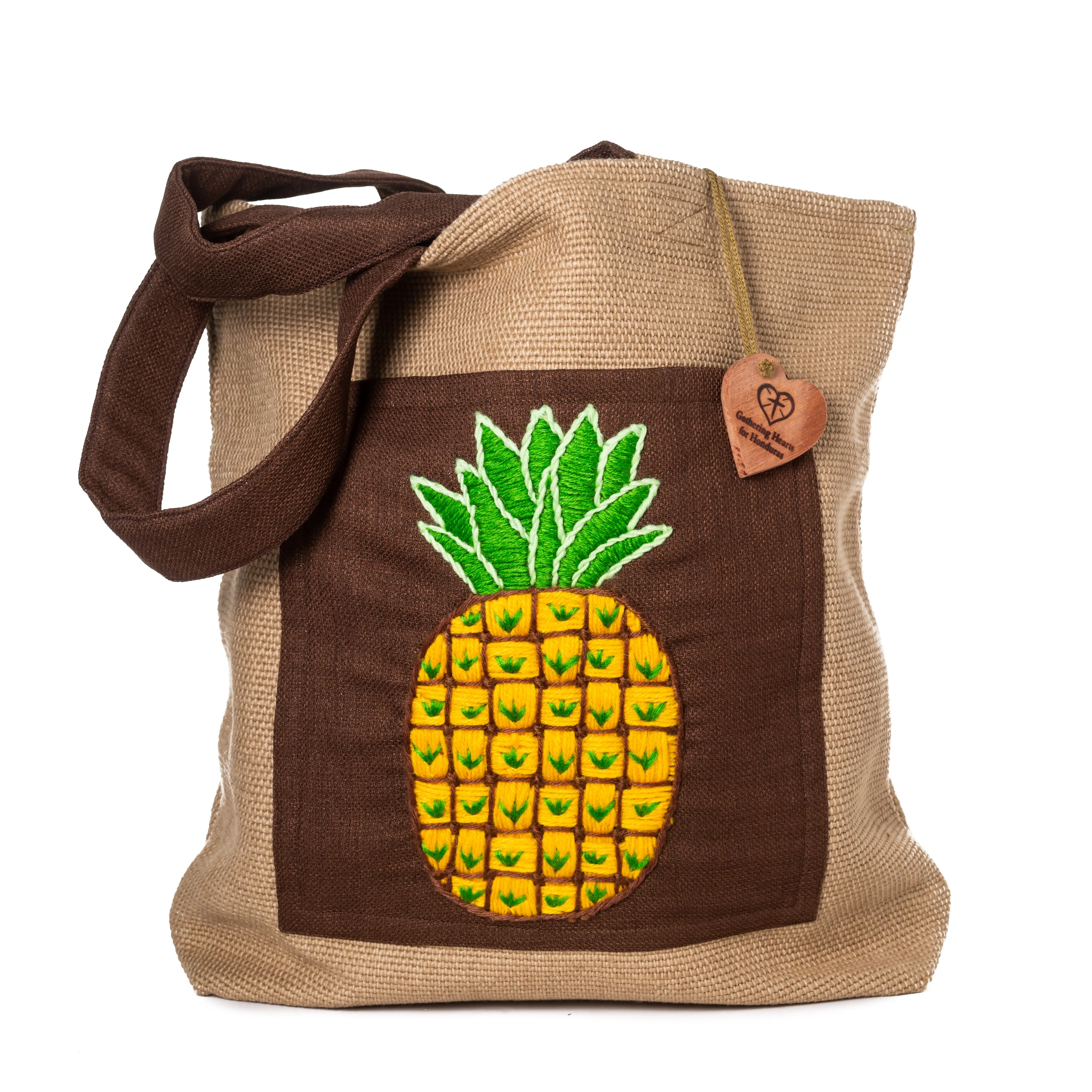 Tote Bag - Pineapple Pocket Embroidered Bag