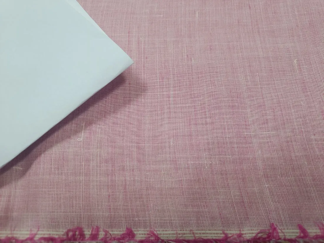 Two tone linen{iridescent} fabric pink x white colour 54" wide [5343]